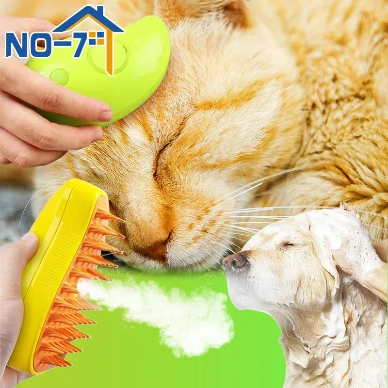 Cat Steamy Brush Dog Massage Comb Built-in Electric Water Spray Soft Silicone Pet Hair Removal