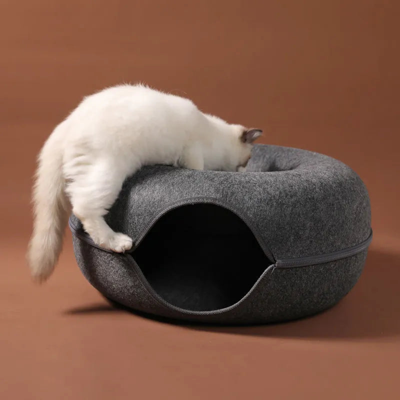 Donut Cat Bed for 2 Cats Pet Cat Tunnel