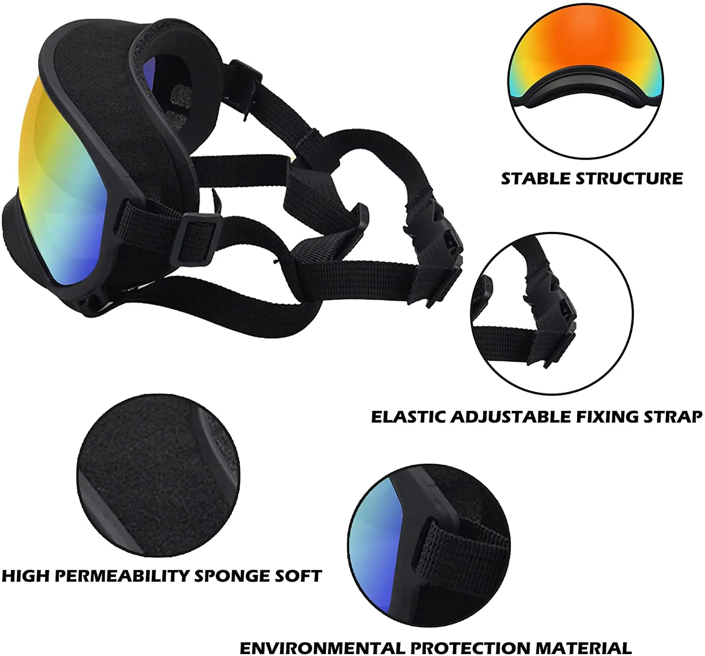 Dog Goggles  Sports Sunglasses Adjustable Strap