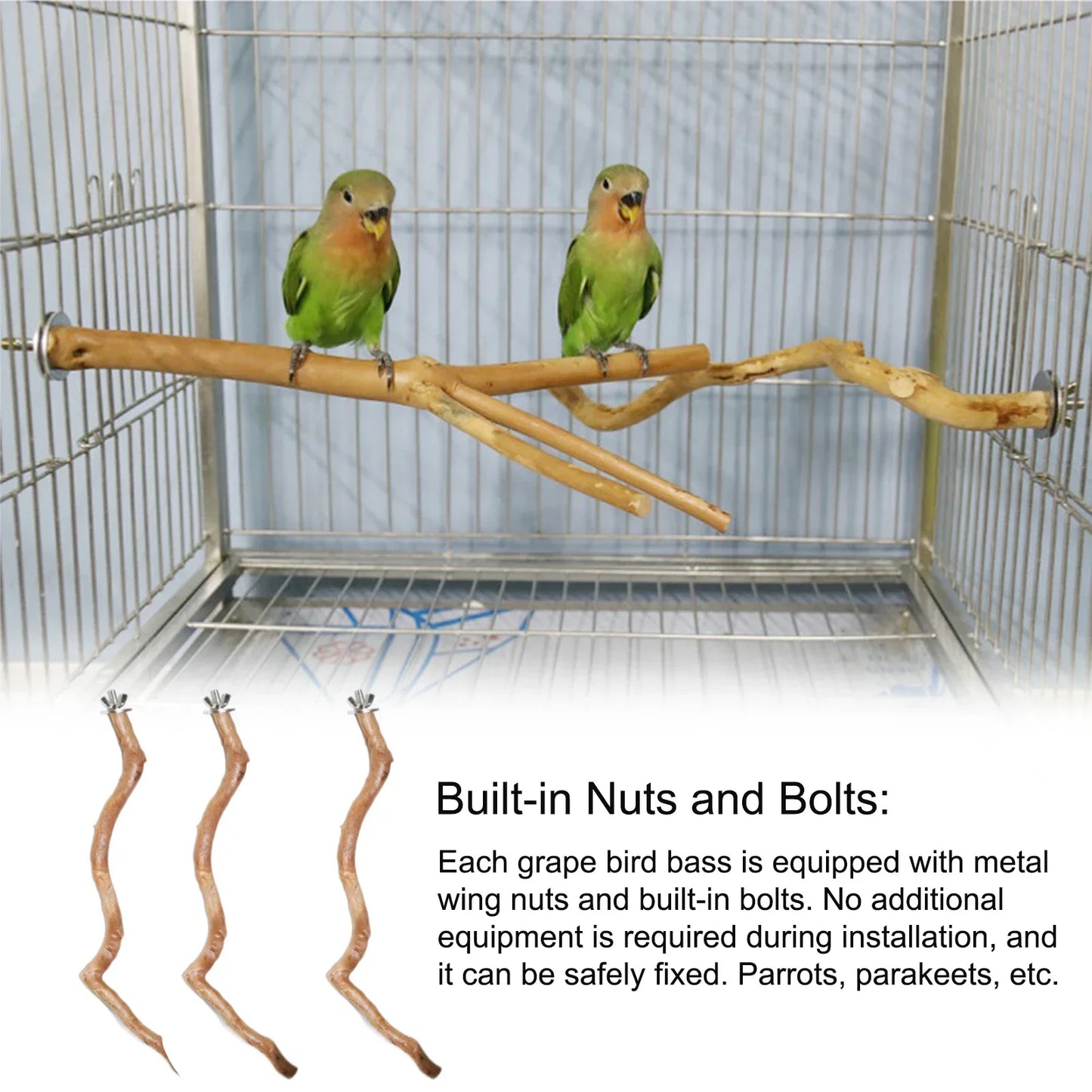 Natural Parrot Perch Tree Stick Fork Parakeet Climbing