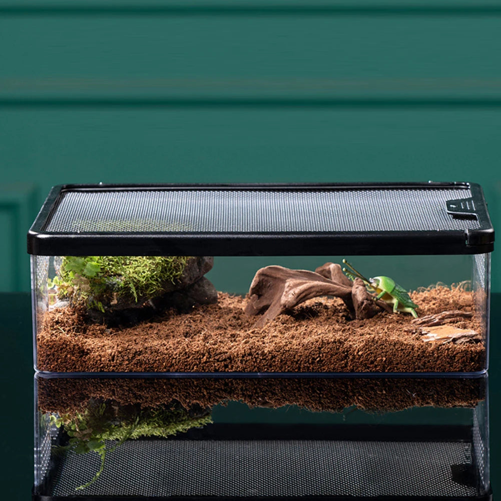 Turtle Tank With Breathable Holes Fish Tank Multifunctional Areas Full-View Aquarium