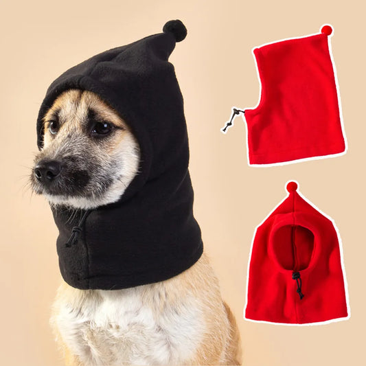 Dog Hat Winter Warm Cap Solid Color Drawstring Adjustment