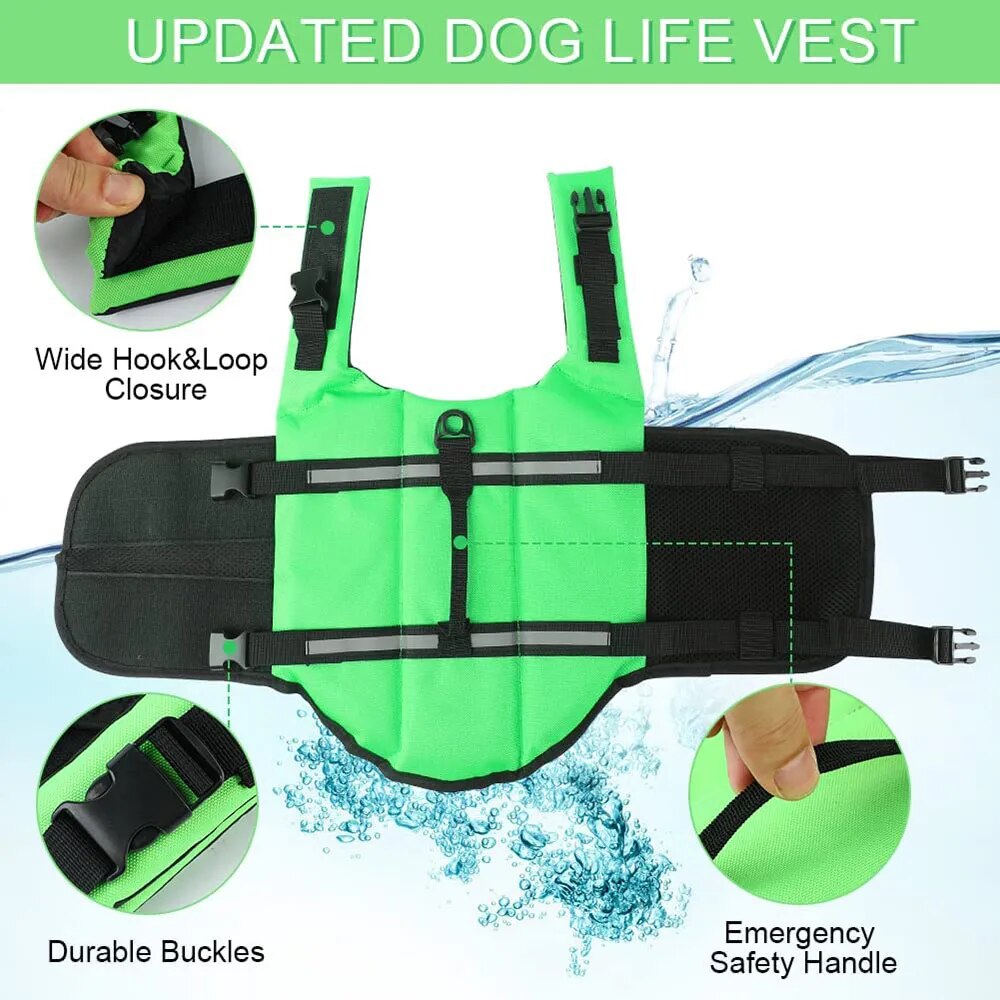 Dog Life Jacket with Reflective Stripe Adjustable - specialneedspetshop