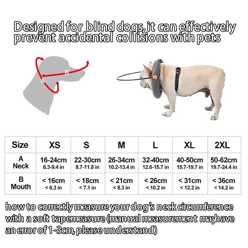 Blind Dog Harness Pet Harness Guiding Device Adjustable Anti-Collision Ring