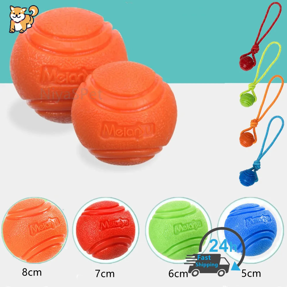 Dog Ball Indestructible Chew Rubber Ball with String Interactive