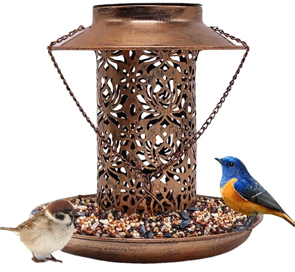 Outdoor Solar Powered Light Metal  Bird Feeder - specialneedspetshop