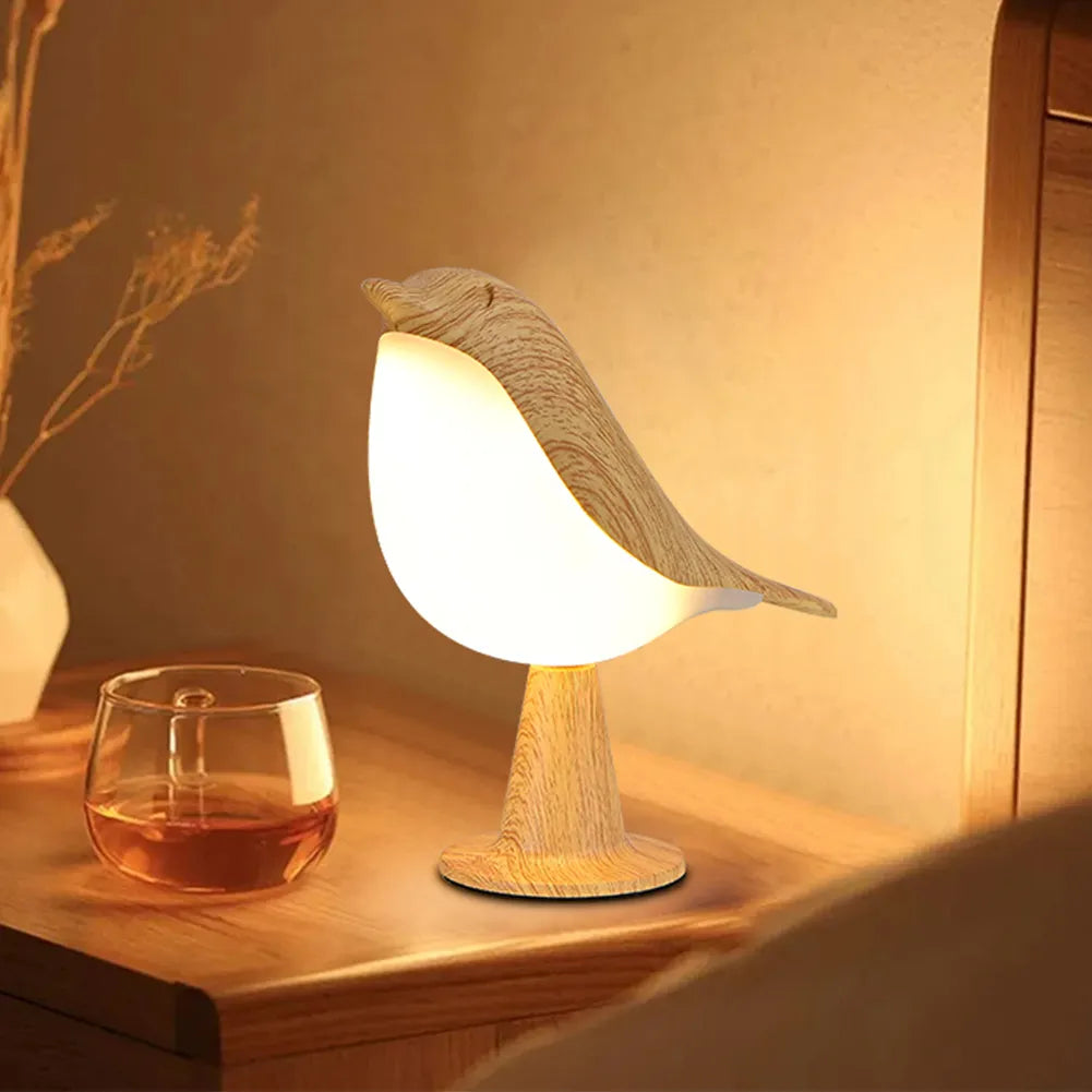 Magpie LED Small Cordless Wooden Bird Night Light Touch Control - specialneedspetshop