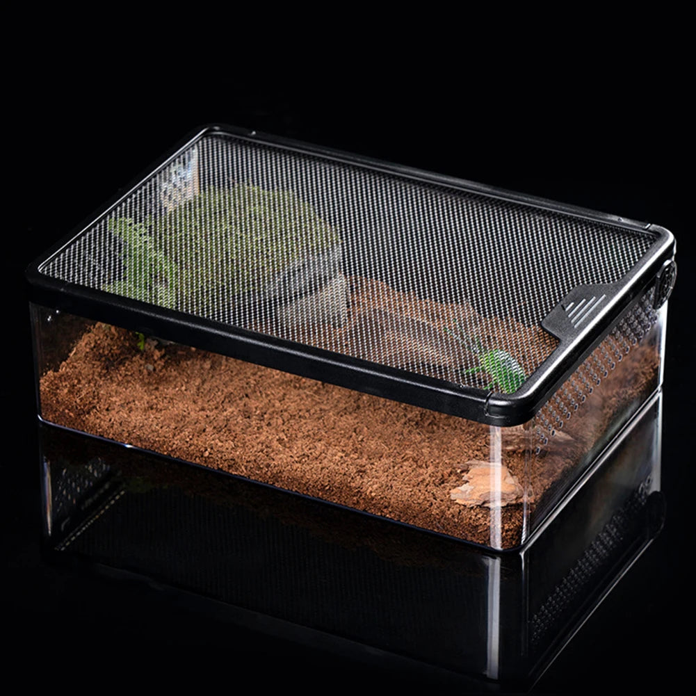 Turtle Tank With Breathable Holes Fish Tank Multifunctional Areas Full-View Aquarium