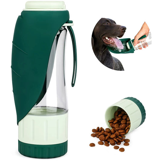 Portable Dog Water Bottle Food Container 2 In 1 Leakproof