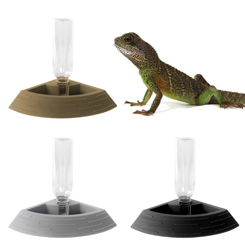 Automatic Reptile Feeder  and Water Bowl  Corner Dish with Water Bottle