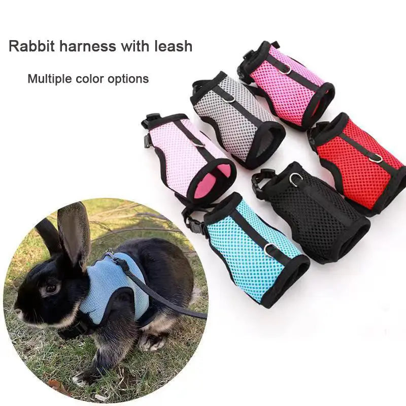 Mutil-Colors Breathable  Adjustable Soft Harness  And Elastic Leash Set For Rabbits