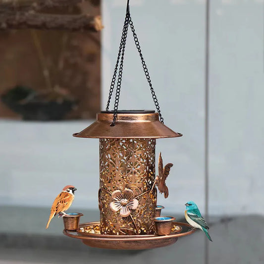 Outdoor Solar Powered Light Metal  Bird Feeder - specialneedspetshop