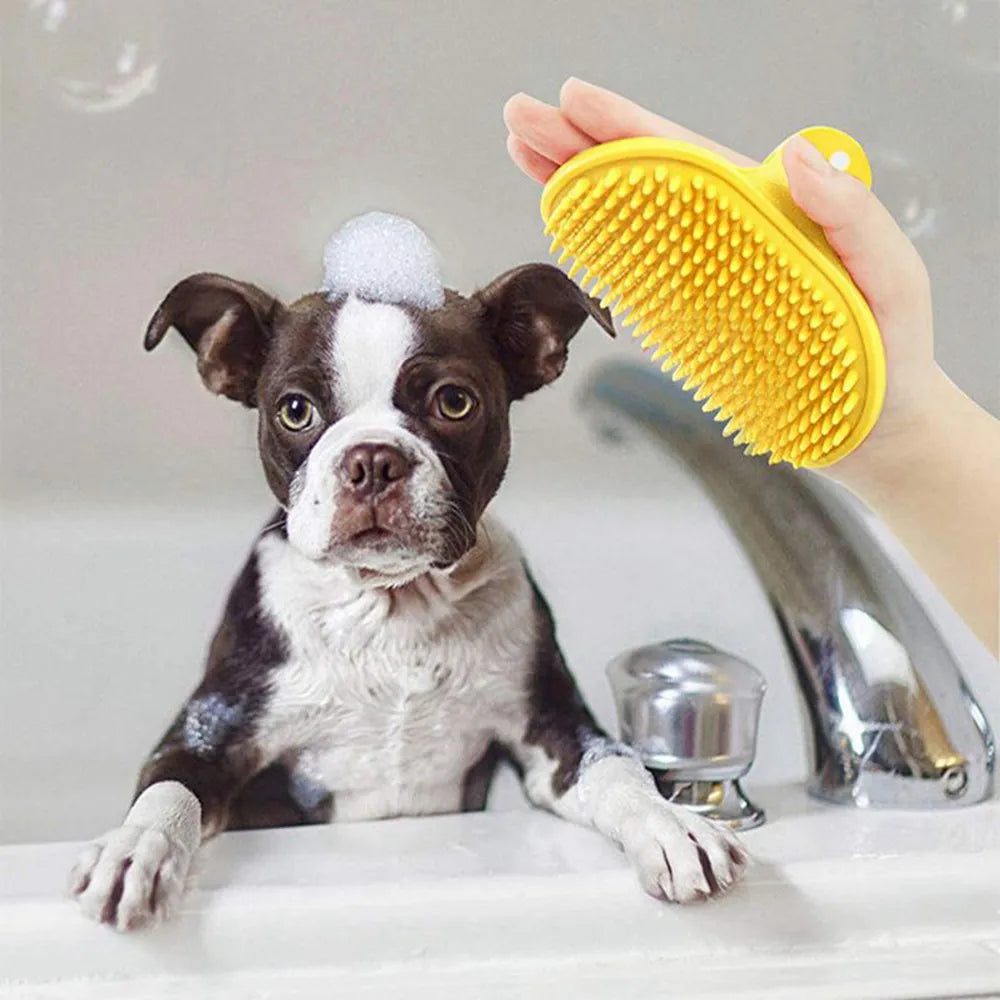 Dog  Bath Brush  Rubber Grooming Massage Brush - specialneedspetshop