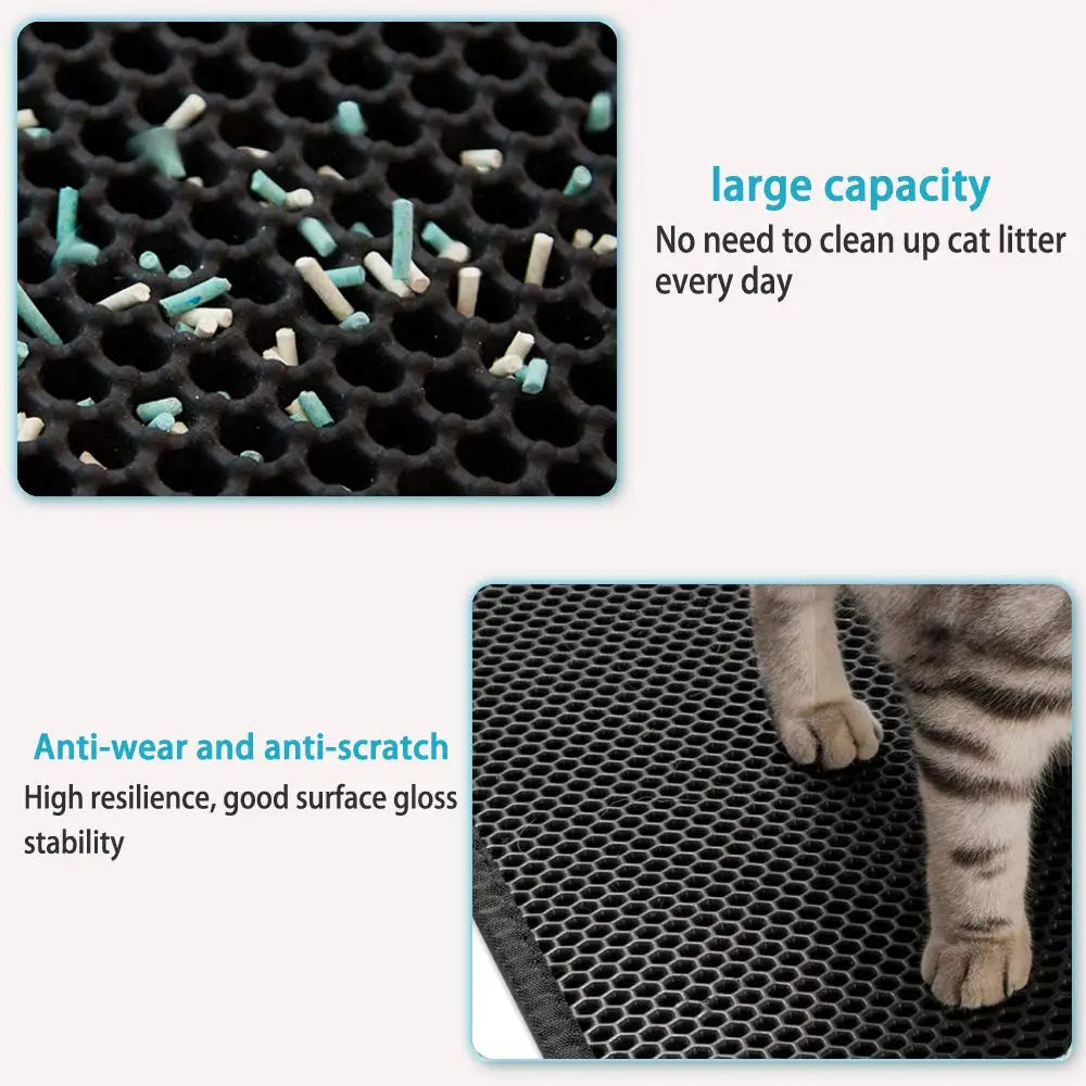 Cat Litter Mat With Double Layer Waterproof Litter Box Mat Non-slip Washable