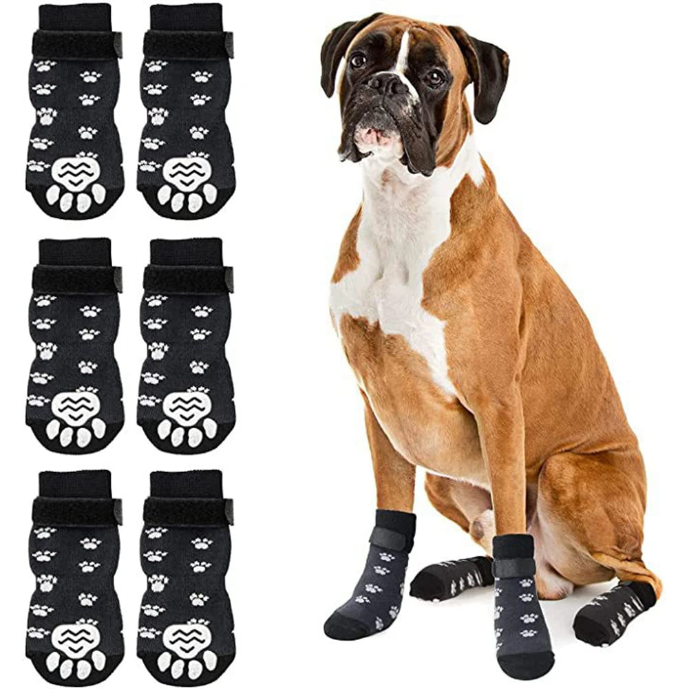 Anti-Slip Dog Socks 4pcs Paw Protector Traction Indoor Wear