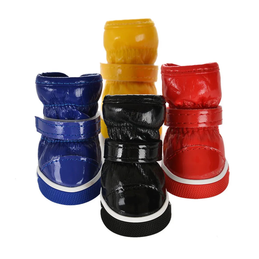 4Pcs/Set  Winter Dog Snow Boots Warm Fleece Cat Waterproof