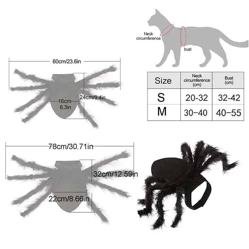 Black Spooky Spider Clothes  For Dogs Cats