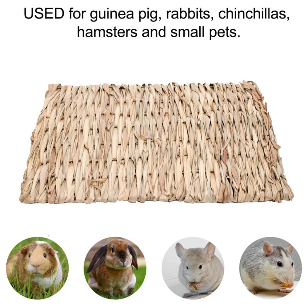 Straw Woven   Chew Mat  Accessories For Hamster Rabbit Chinchilla Guinea Pig