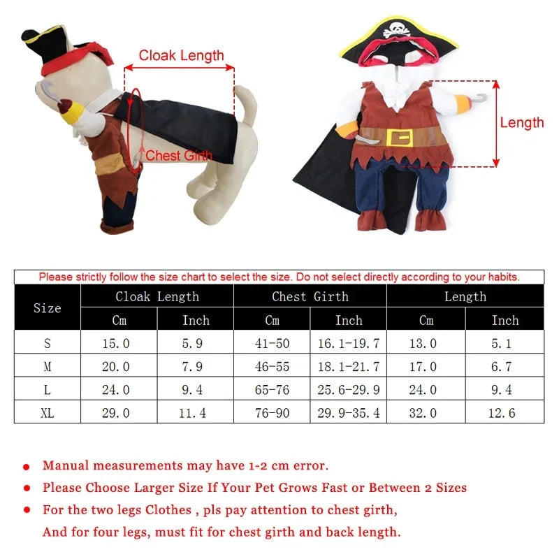 Pirate Cat Dog Costume For Small Medium Dogs Cats