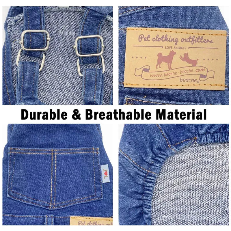 Jean Overalls for Dogs Soft Denim  Small Medium - specialneedspetshop