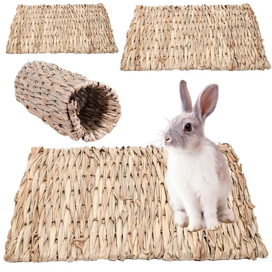 Straw Woven   Chew Mat  Accessories For Hamster Rabbit Chinchilla Guinea Pig