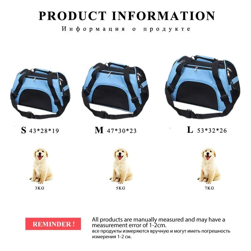 Soft-Sided Carriers Portable  Mesh Breathable Dog Cat Carrier