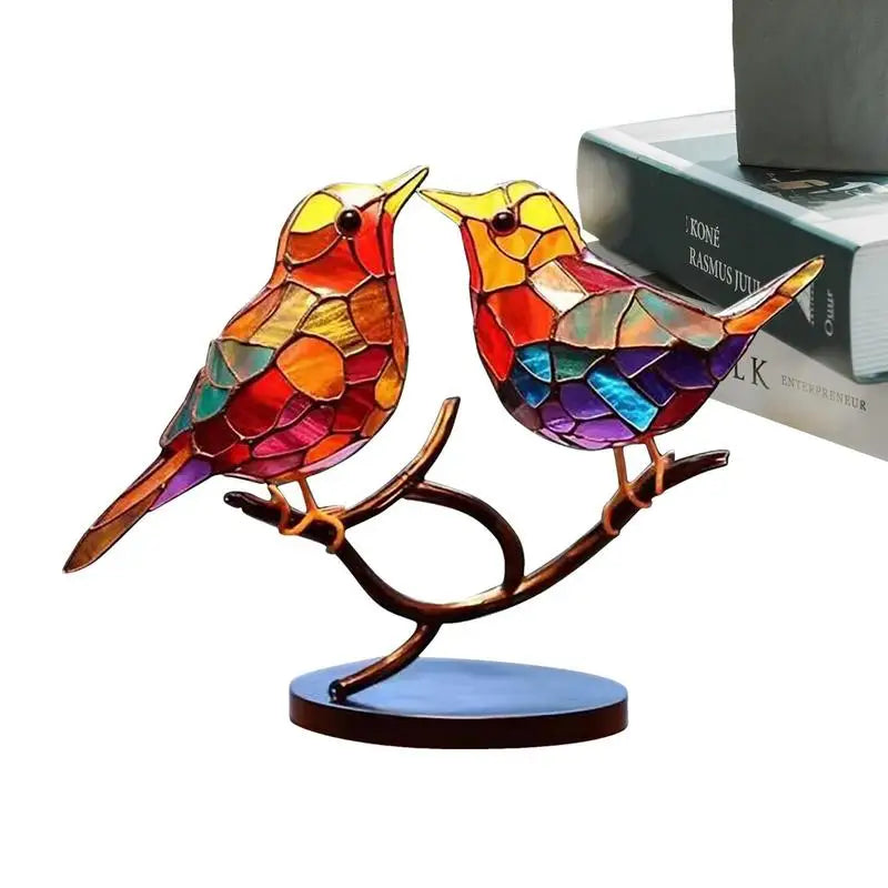 Stained Glass Birds On Branch Desktop Stained Glass Desktop