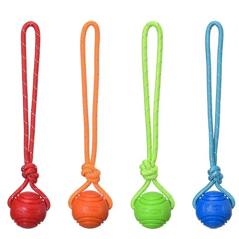 Dog Ball Indestructible Chew Rubber Ball with String Interactive