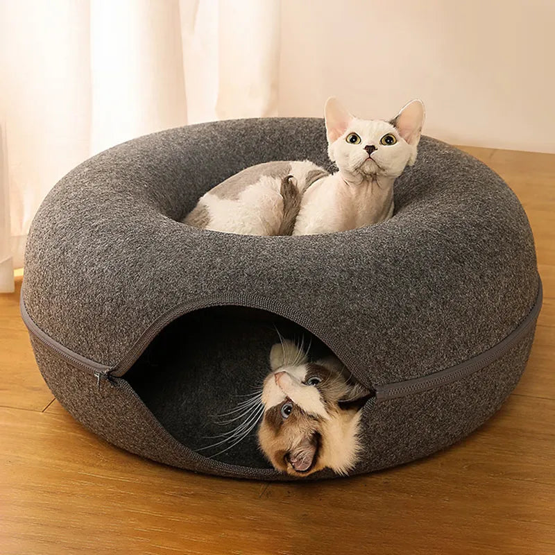 Donut Cat Bed for 2 Cats Pet Cat Tunnel