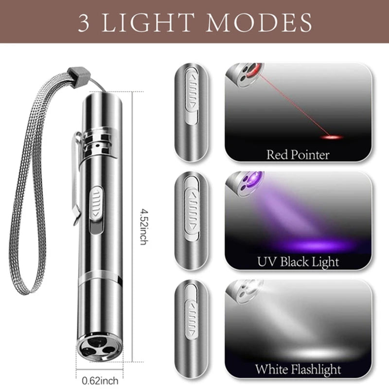 Cat Laser Toy USB Charging LED Light Pointer Rechargeable   5 Patterns Laser