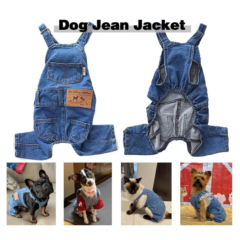 Jean Overalls for Dogs Soft Denim  Small Medium - specialneedspetshop