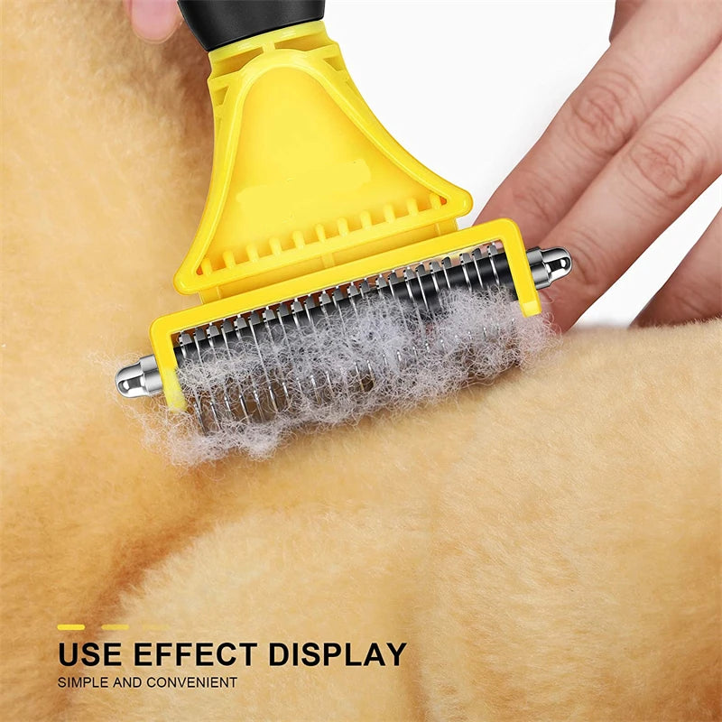 Pets Stainless Steel Grooming Brush Two-Sided Shedding and Dematting Undercoat brush