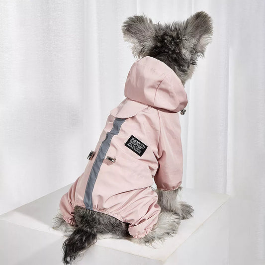 Waterproof Reflective Dog Raincoat Soft Impermeable Polyester Jacket