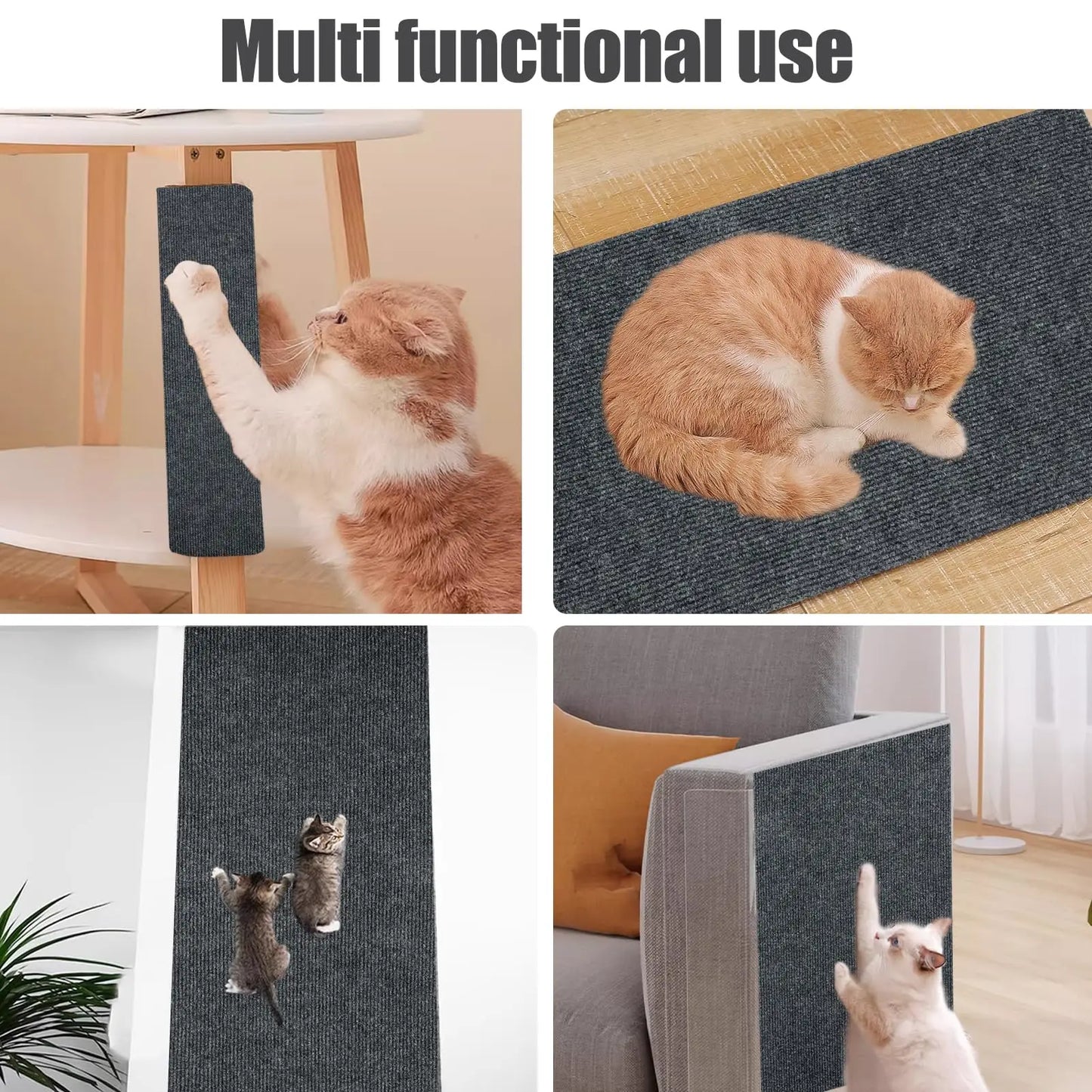 Cat Scratching Mat Carpet with Self-Adhesive Trimmable   Furniture Protector