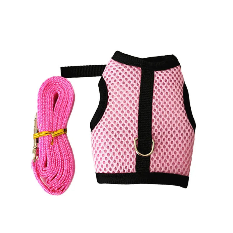 Pet Mesh Soft Harness With Leash   Small Animal Vest