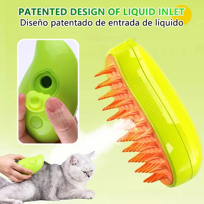 Cat Steamy Brush Dog Massage Comb Built-in Electric Water Spray Soft Silicone Pet Hair Removal