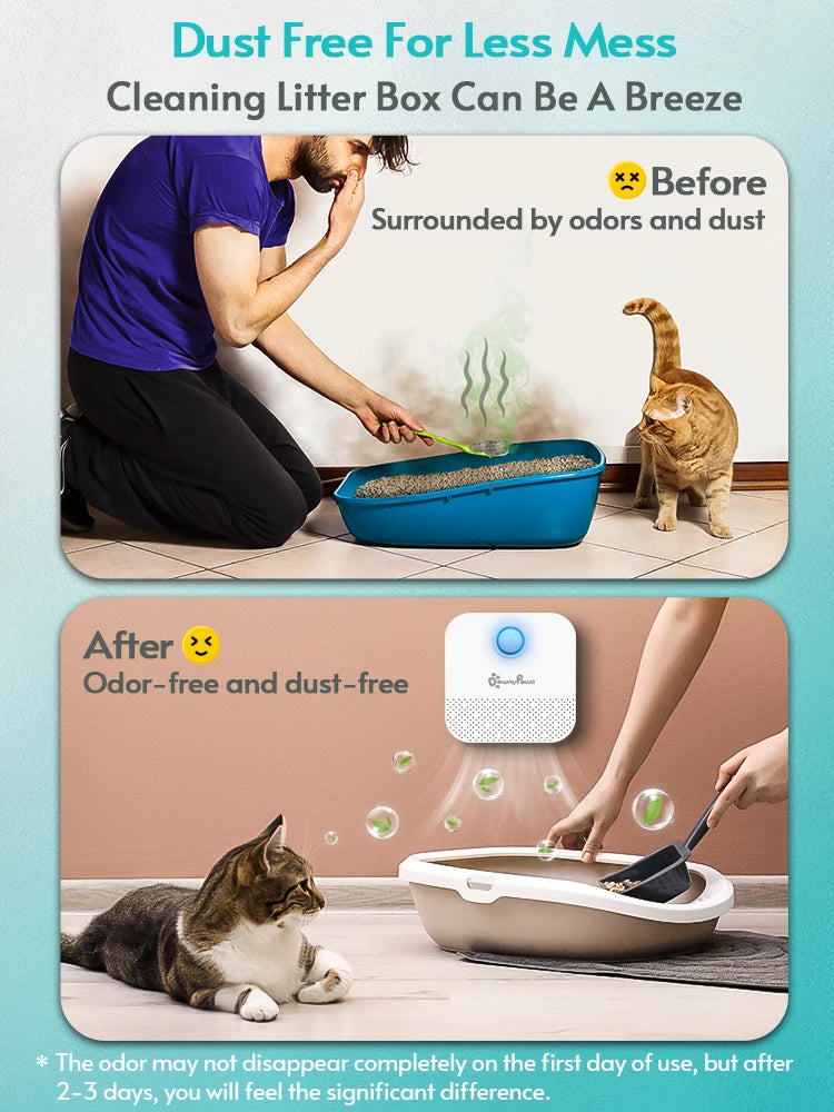 Downy Paws 4000mAh Smart Cat Odor Purifier For Cat Litter Box Deodorizer