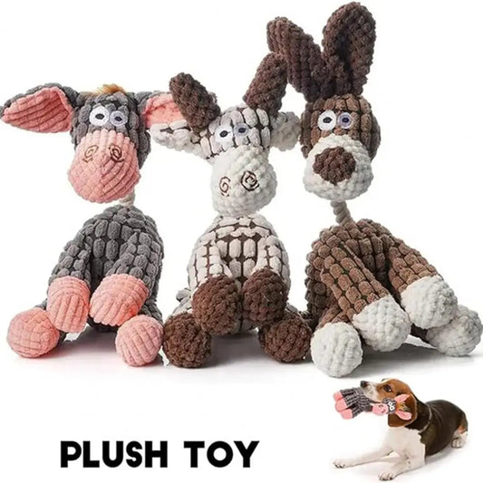 Donkey Shape Chew Toy Plush Squeaky Dog Toy Aggressive Chewers