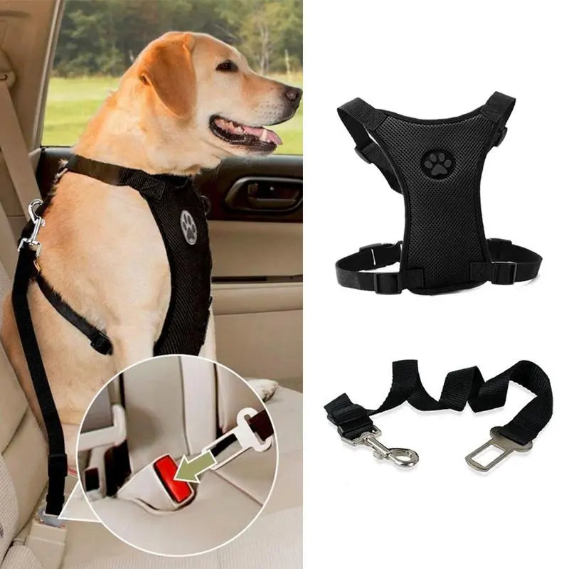 Mesh Dog Harness Adjustable Straps  Seat Safety Belt Chest Straps - specialneedspetshop