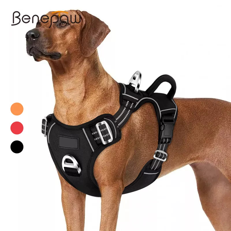 No Pull Dog Harness No Choke Easy Control Handle Reflective Harness 2 Leash Clips Adjustable Soft Padded Dog Vest