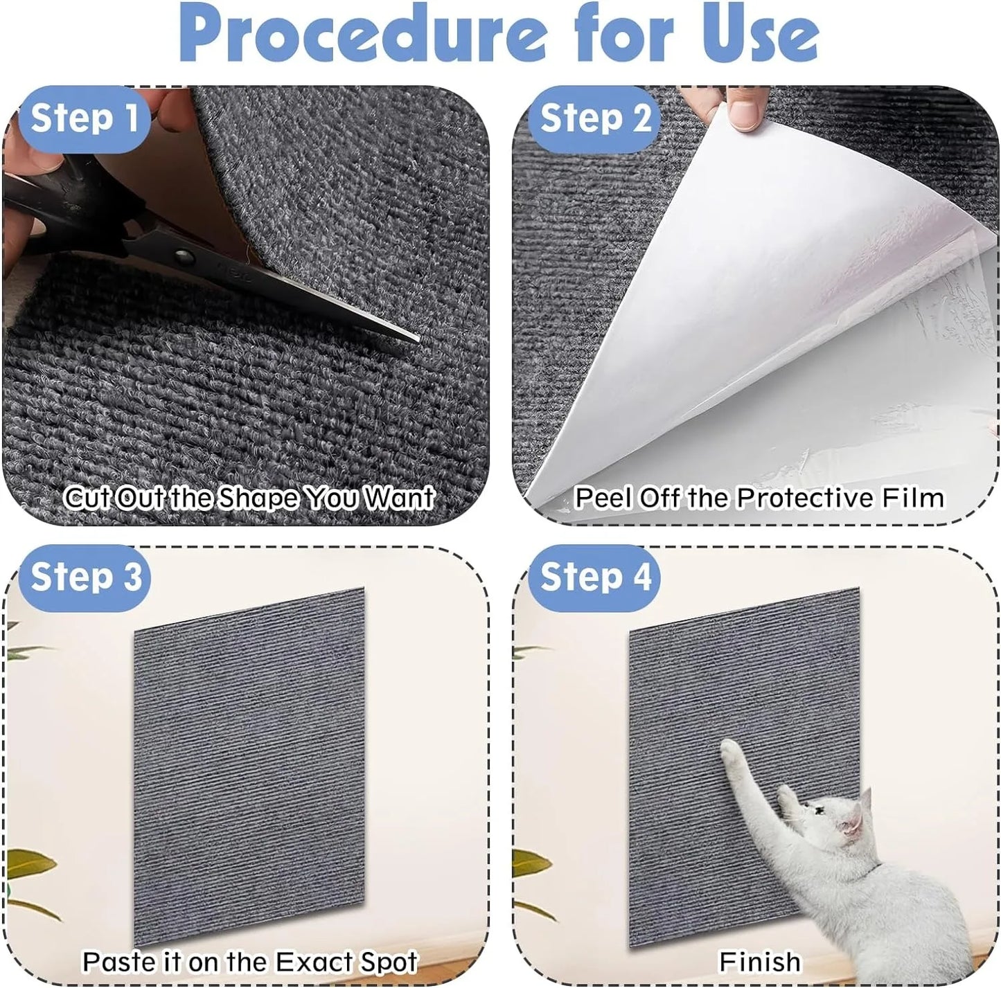 Cat Scratching Mat Carpet with Self-Adhesive Trimmable   Furniture Protector