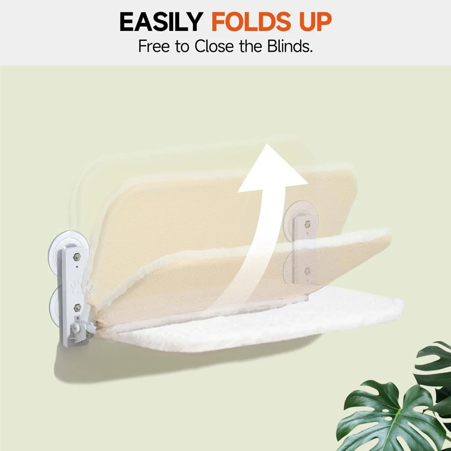 Cat Window Perch Foldable with Steel Frame and Strong Suction Cup Mount White M-52x30x20cm