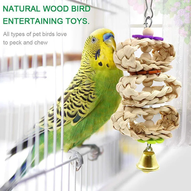 8PCS Set Combination Parrot Bird Toys Wood Articles   Pet Bird Toys