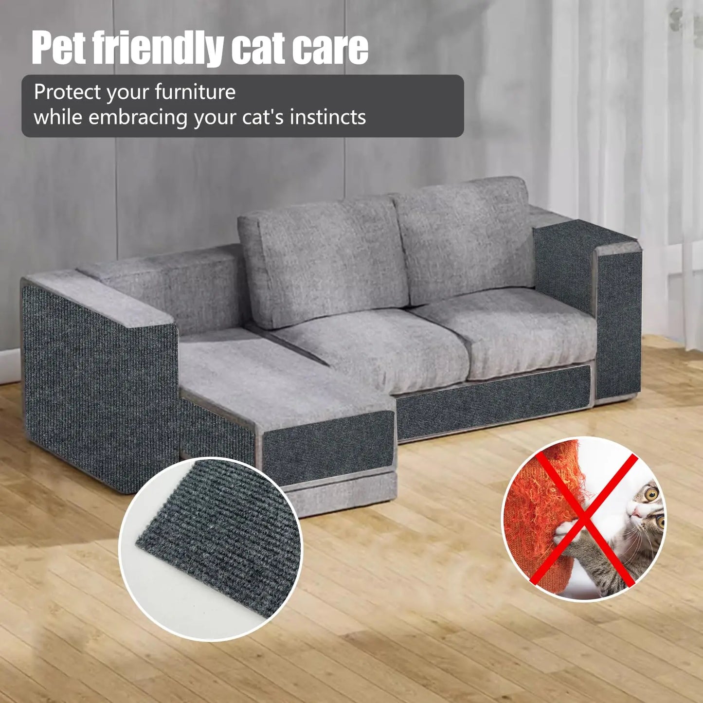 Cat Scratching Mat Carpet with Self-Adhesive Trimmable   Furniture Protector