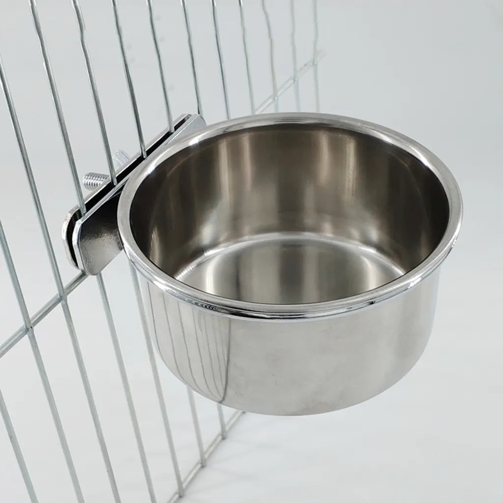 Birds  Cage Bowl Stainless Steel Dish Cup Anti-turnover