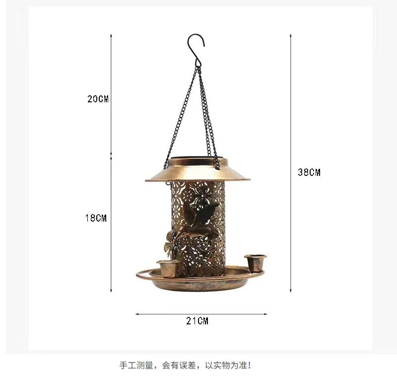 Outdoor Solar Powered Light Metal  Bird Feeder - specialneedspetshop