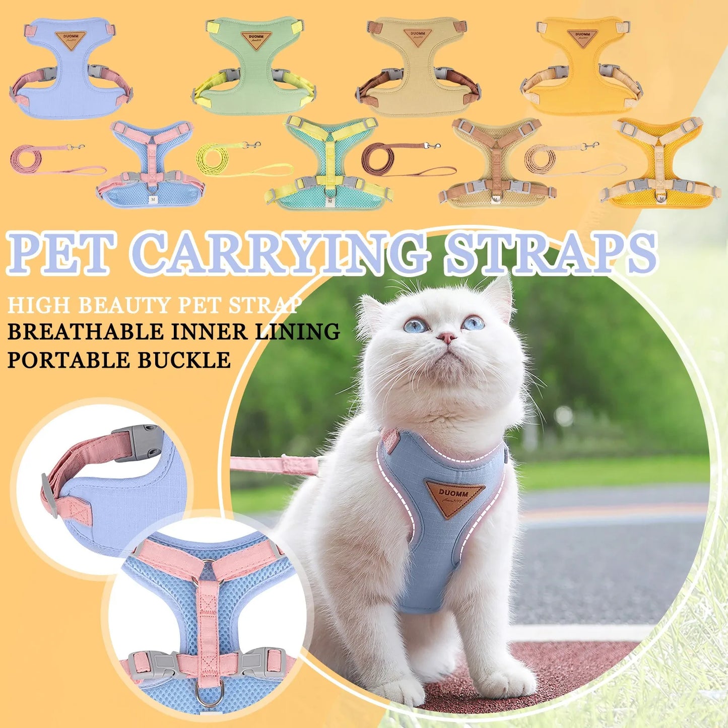 Cat Leash, Anti-breakaway Cat Harnesse, Cat Leash  Adjustable Pet Leash