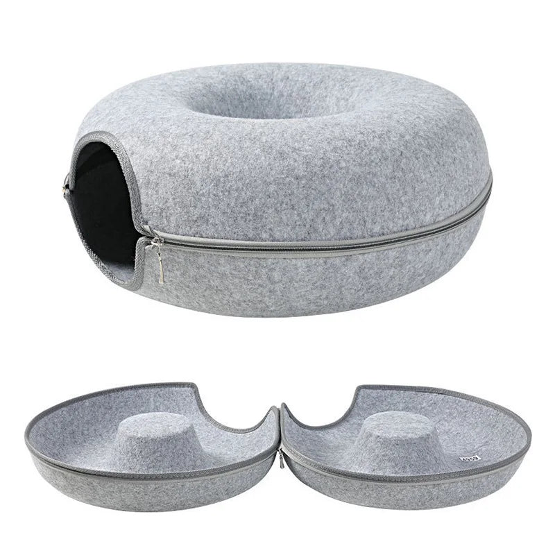 Donut Cat Bed for 2 Cats Pet Cat Tunnel