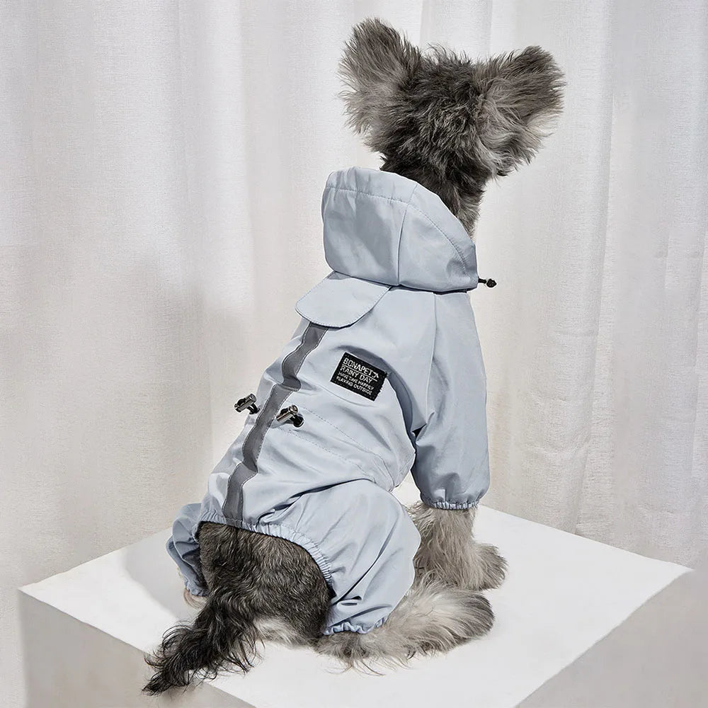 Waterproof Reflective Dog Raincoat Soft Impermeable Polyester Jacket