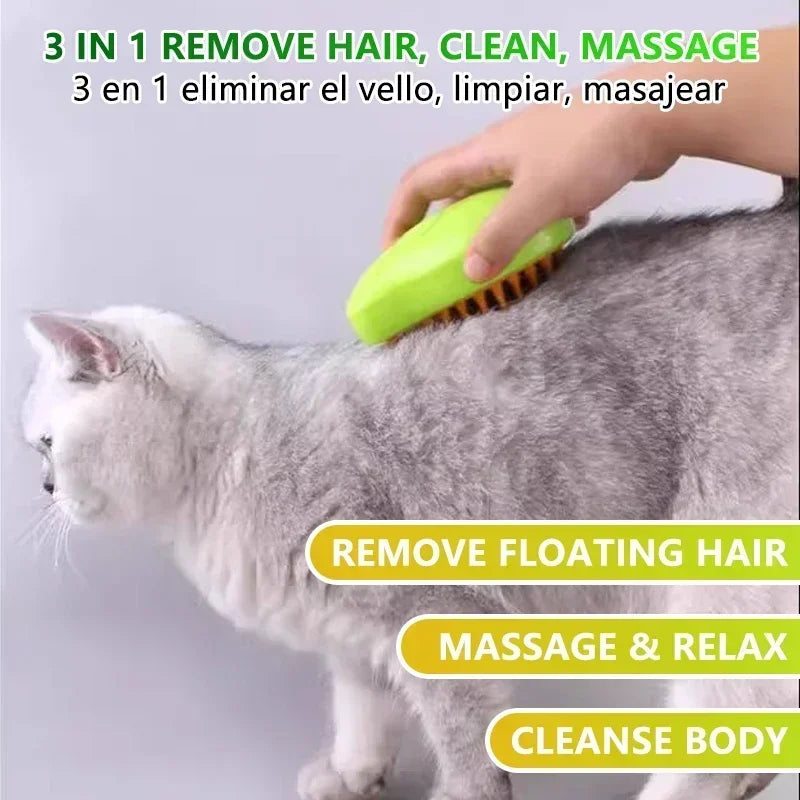 Cat Steamy Brush Dog Massage Comb Built-in Electric Water Spray Soft Silicone Pet Hair Removal